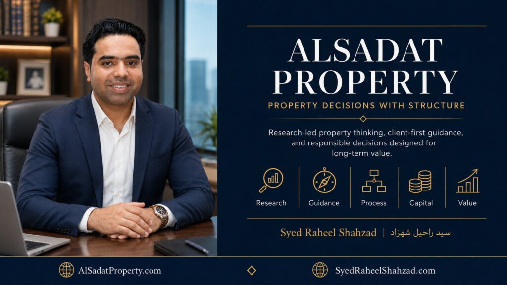 Alsadat Property featured image with Syed Raheel Shahzad representing research, guidance, process, capital and long-term property value