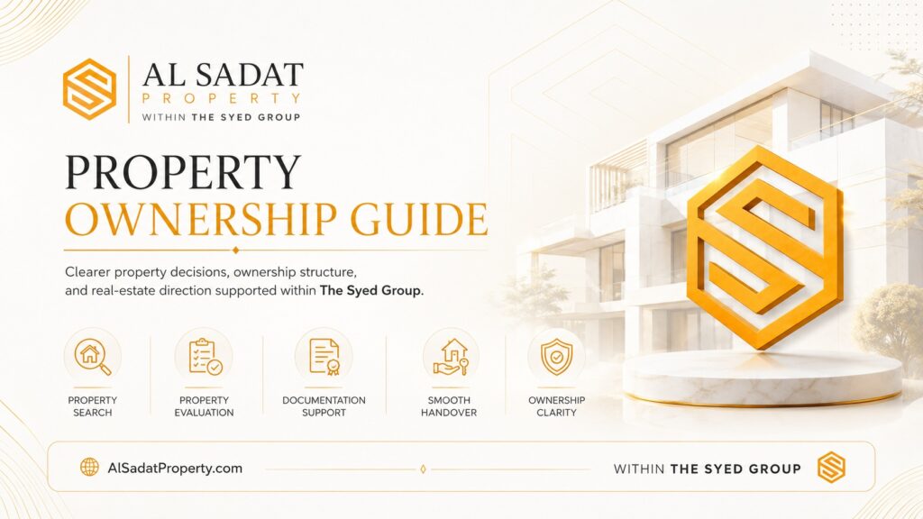 Alsadat Property within The Syed Group showing property search, evaluation, documentation, handover and ownership clarity