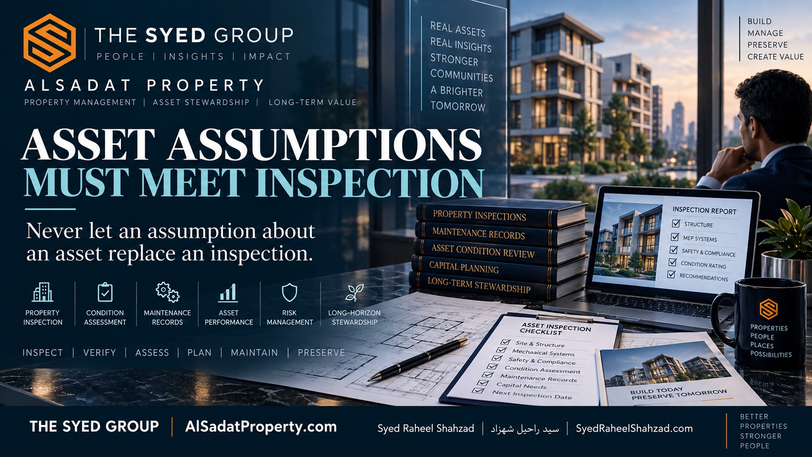 Alsadat Property assumption testing through property inspection, condition assessment, maintenance records, risk management and long-term stewardship