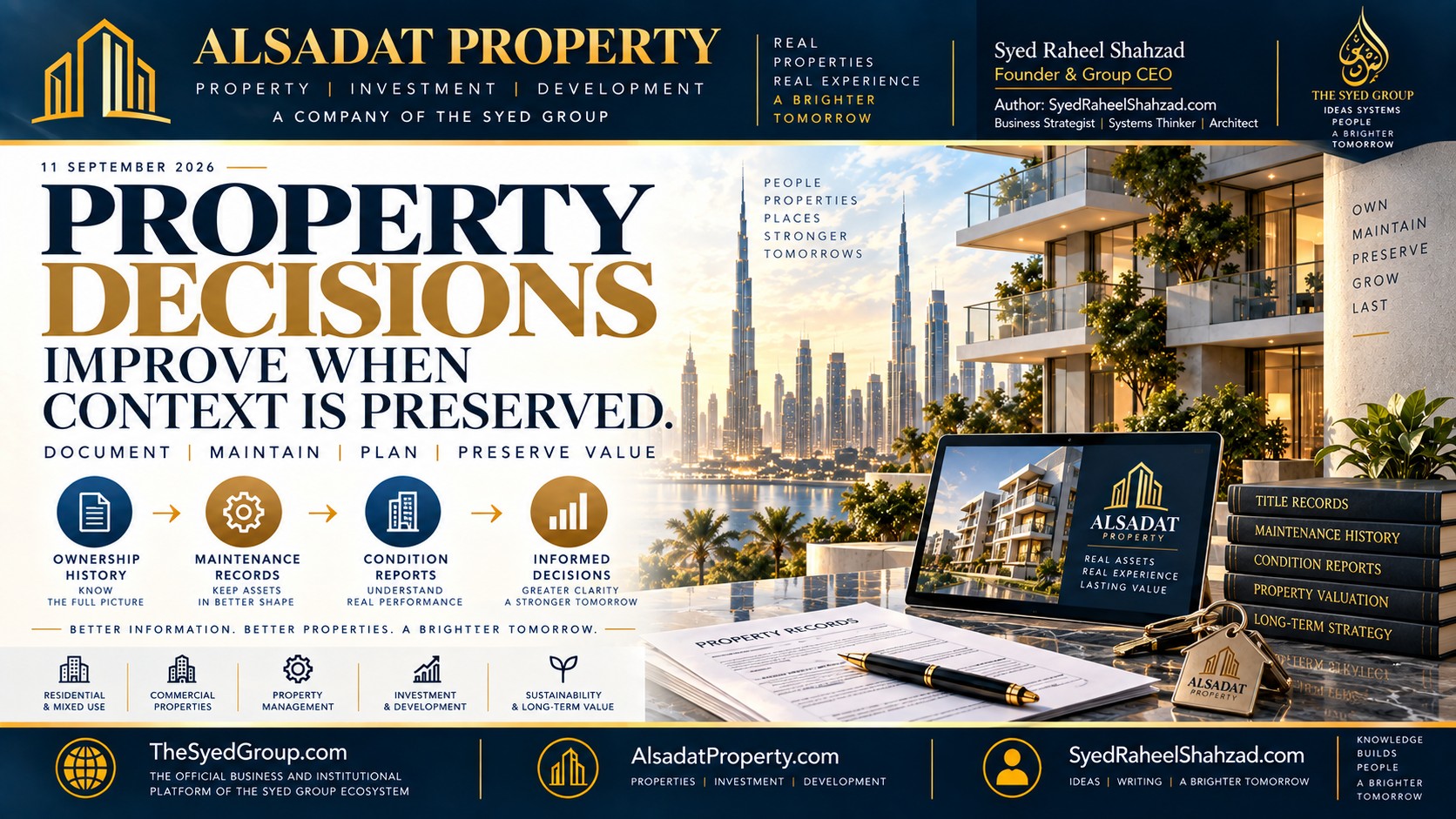 Alsadat Property ownership history, maintenance and condition records supporting informed property decisions within The Syed Group ecosystem