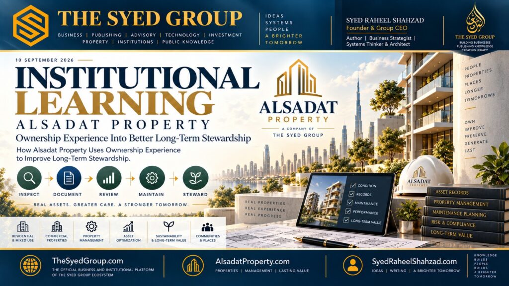 Alsadat Property institutional learning in property stewardship, documentation and long-term ownership within The Syed Group and Syed Raheel Shahzad ecosystem